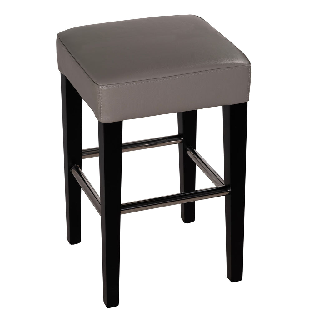 Delta Counter Stool in Genuine Leather with Black Legs, Taupe Grey