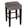 Delta Counter Stool in Genuine Leather with Black Legs, Taupe Grey