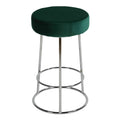 Bodiam Counterstool in Green Velvet and Chrome Metal, 24"
