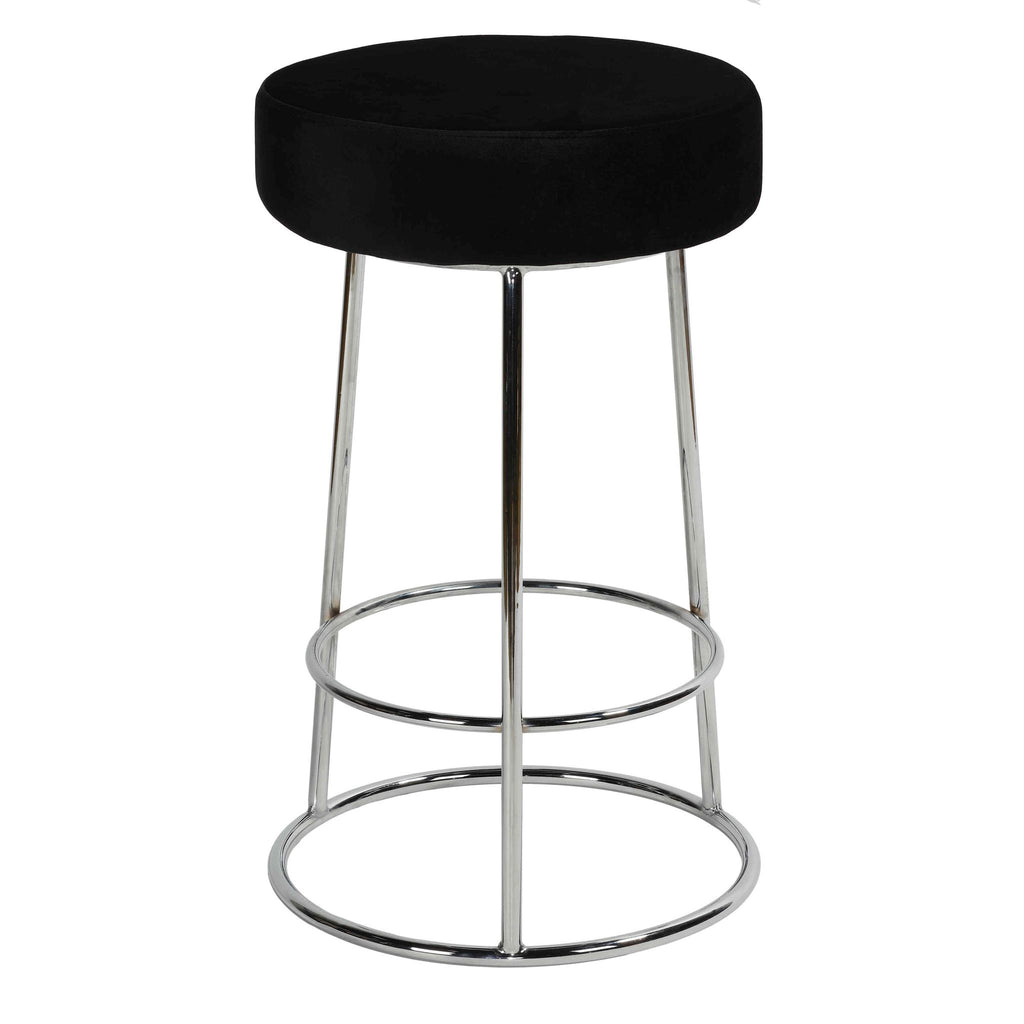 Bodiam Counterstool in Black Velvet, with Chrome, 24"