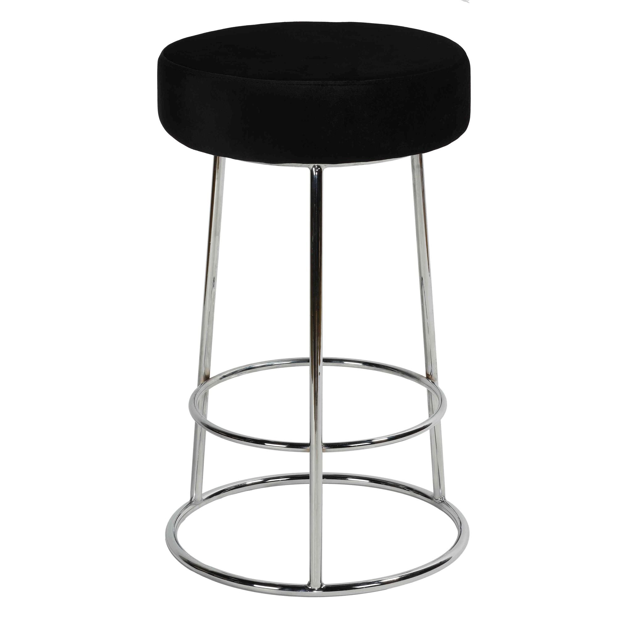 Bodiam Counterstool in Black Velvet, with Chrome, 24"