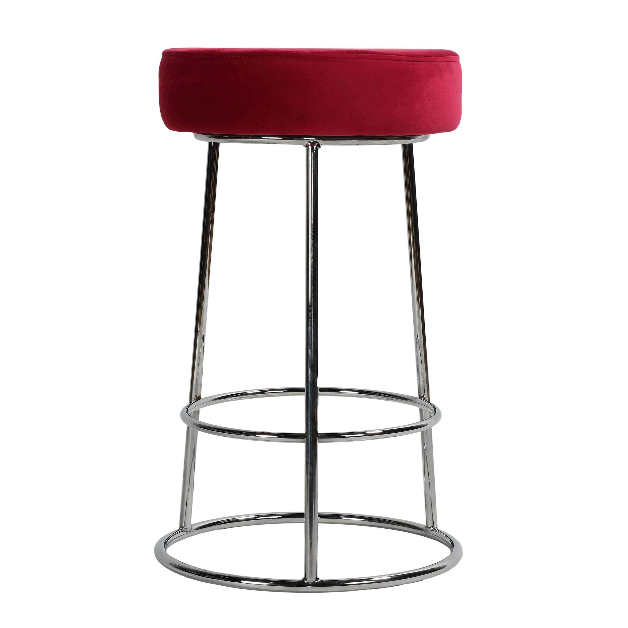 Bodiam Counterstool in Pink Velvet and Chrome, 24"