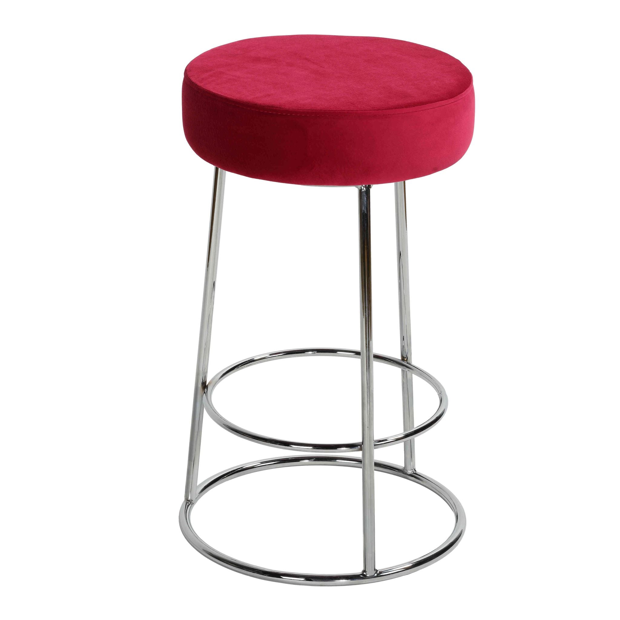 Bodiam Counterstool in Pink Velvet and Chrome, 24"
