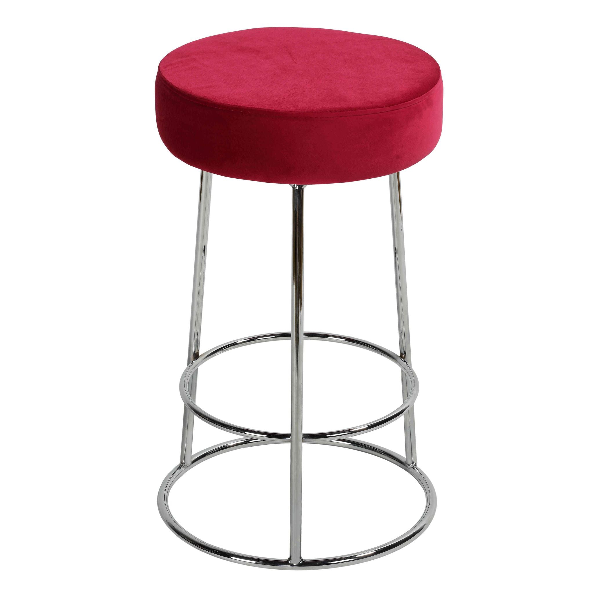 Bodiam Counterstool in Pink Velvet and Chrome, 24"