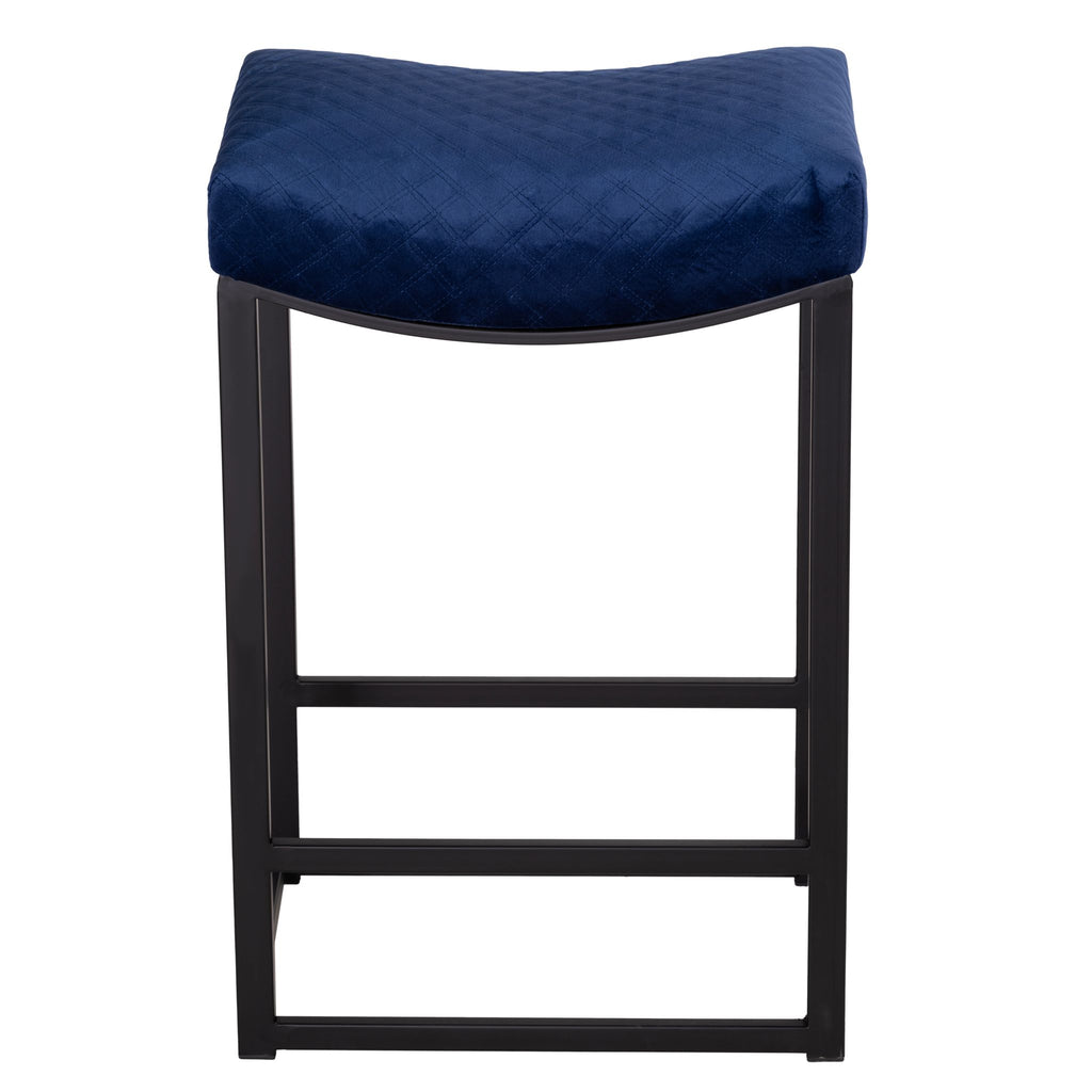 Cortesi Home Portales Counterstool, Brushed Black Legs and Navy Blue Fabric