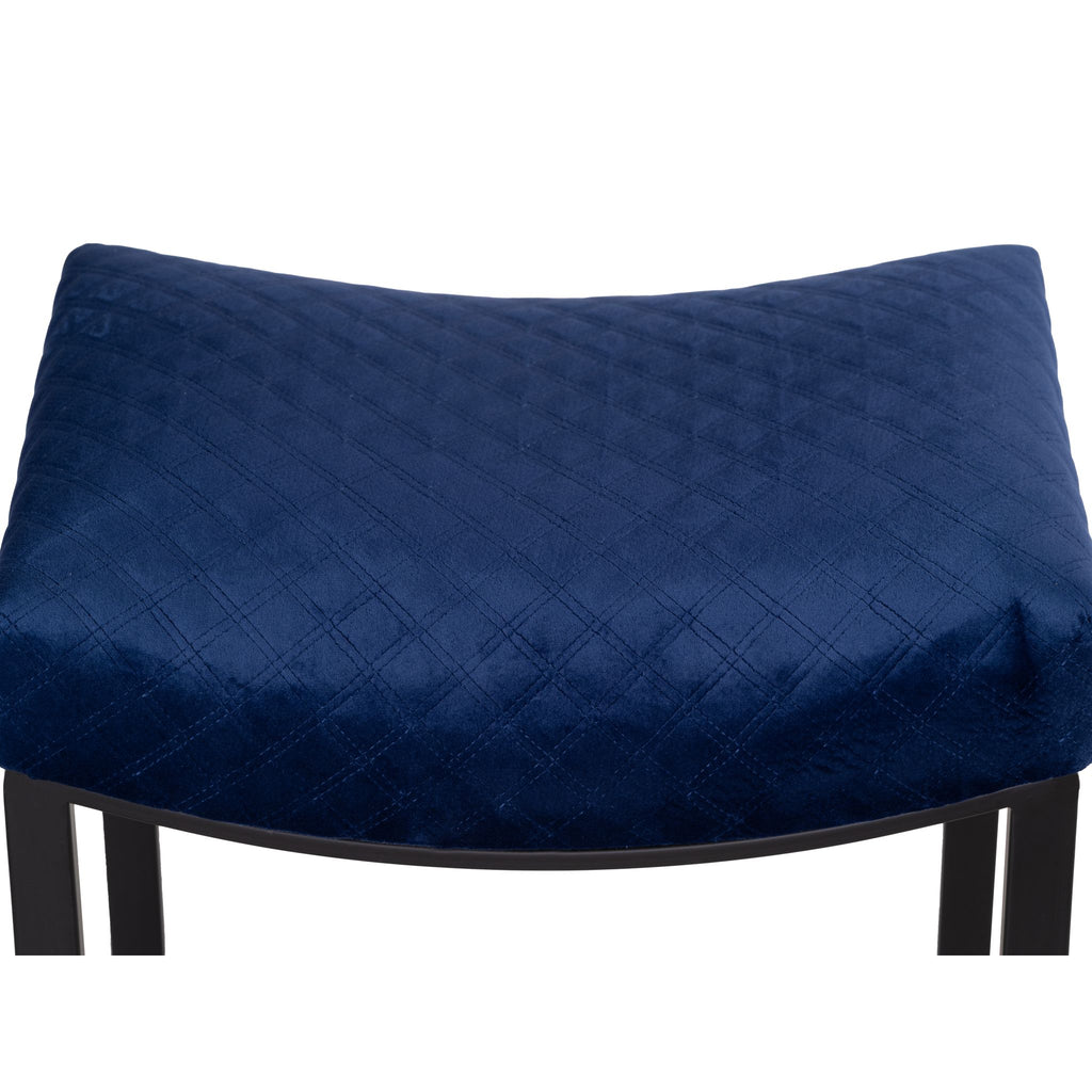 Cortesi Home Portales Counterstool, Brushed Black Legs and Navy Blue Fabric