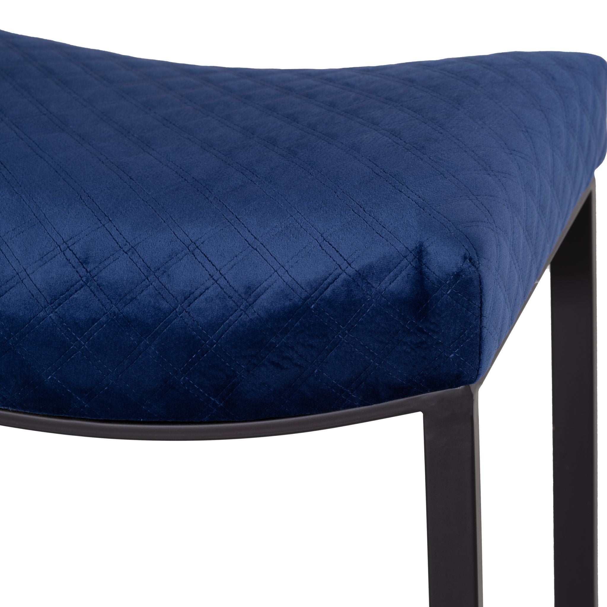 Cortesi Home Portales Counterstool, Brushed Black Legs and Navy Blue Fabric