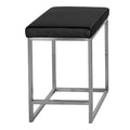 Adele Square Counter Stool in Brushed Stainless Steel, Black faux Leather