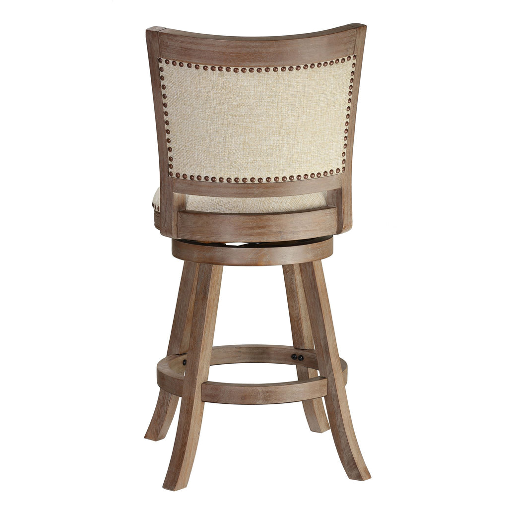 Marko Counter Stool Beige Fabric Swivel Seat with Back, 24" Seat