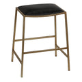Hardi Counterstool Gold Metal Frame with Wide Black Seat, 25.5" Tall