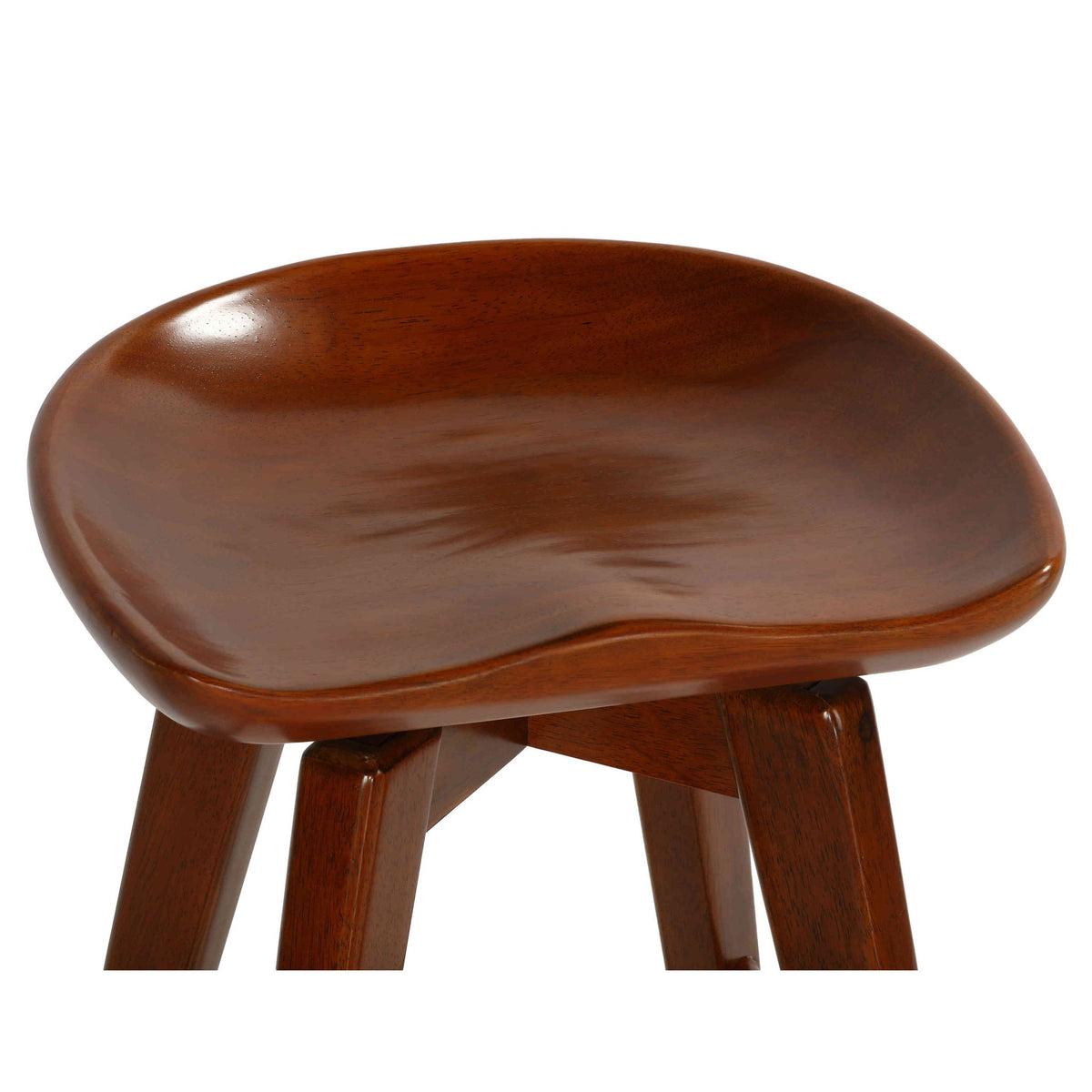 Tiwi Backless Swivel Counter Stool in Solid Wood, 24" Walnut