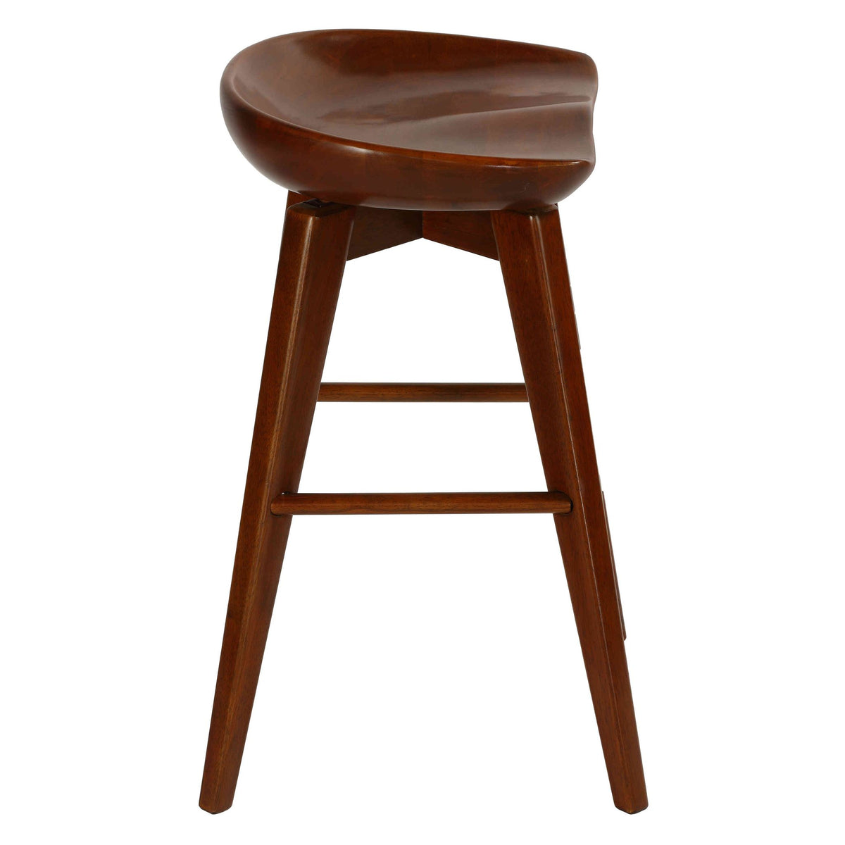 Tiwi Backless Swivel Counter Stool in Solid Wood, 24" Walnut