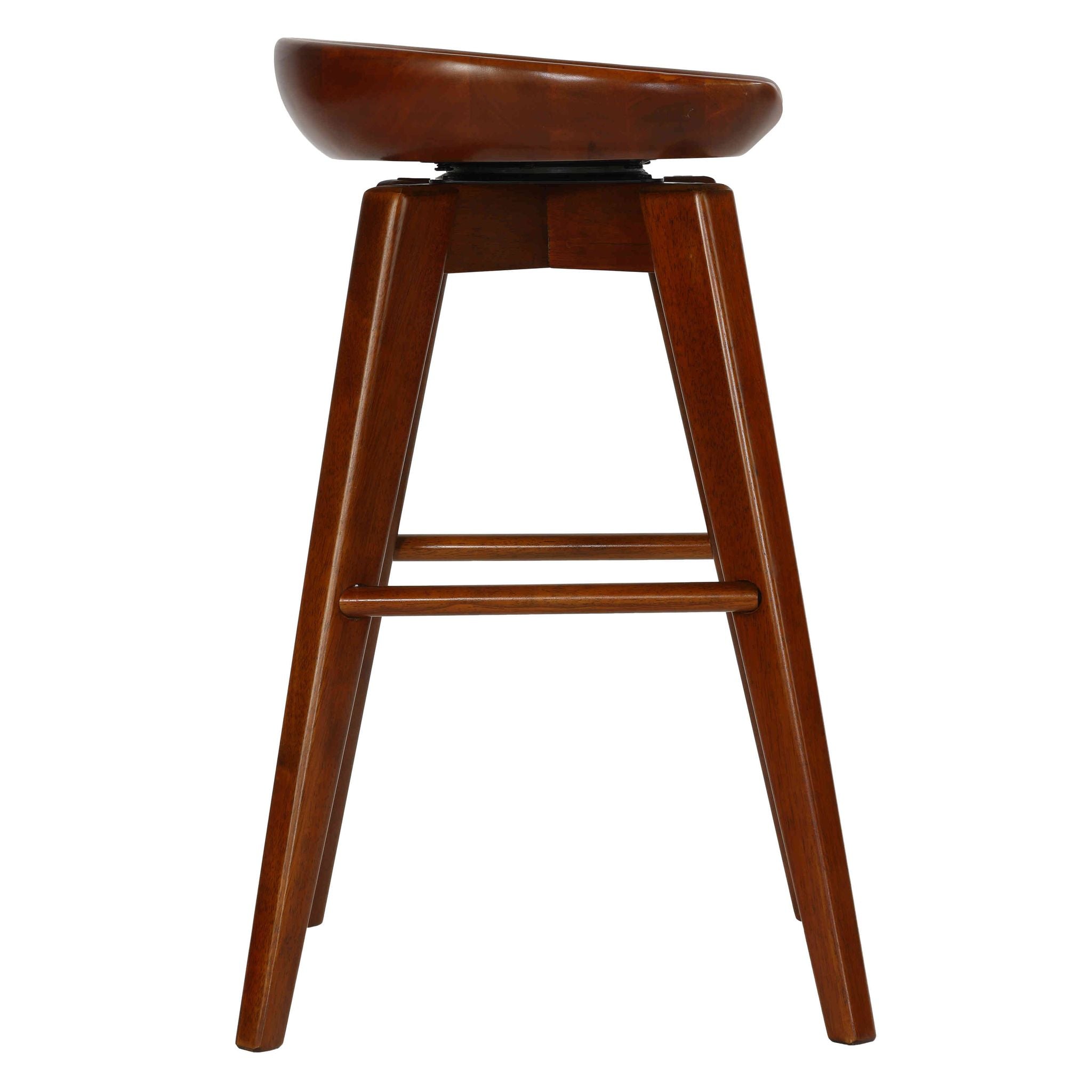 Tiwi Backless Swivel Counter Stool in Solid Wood, 24" Walnut