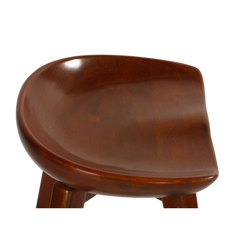 Tiwi Backless Swivel Counter Stool in Solid Wood, 24" Walnut