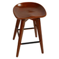 Tiwi Backless Swivel Counter Stool in Solid Wood, 24" Walnut