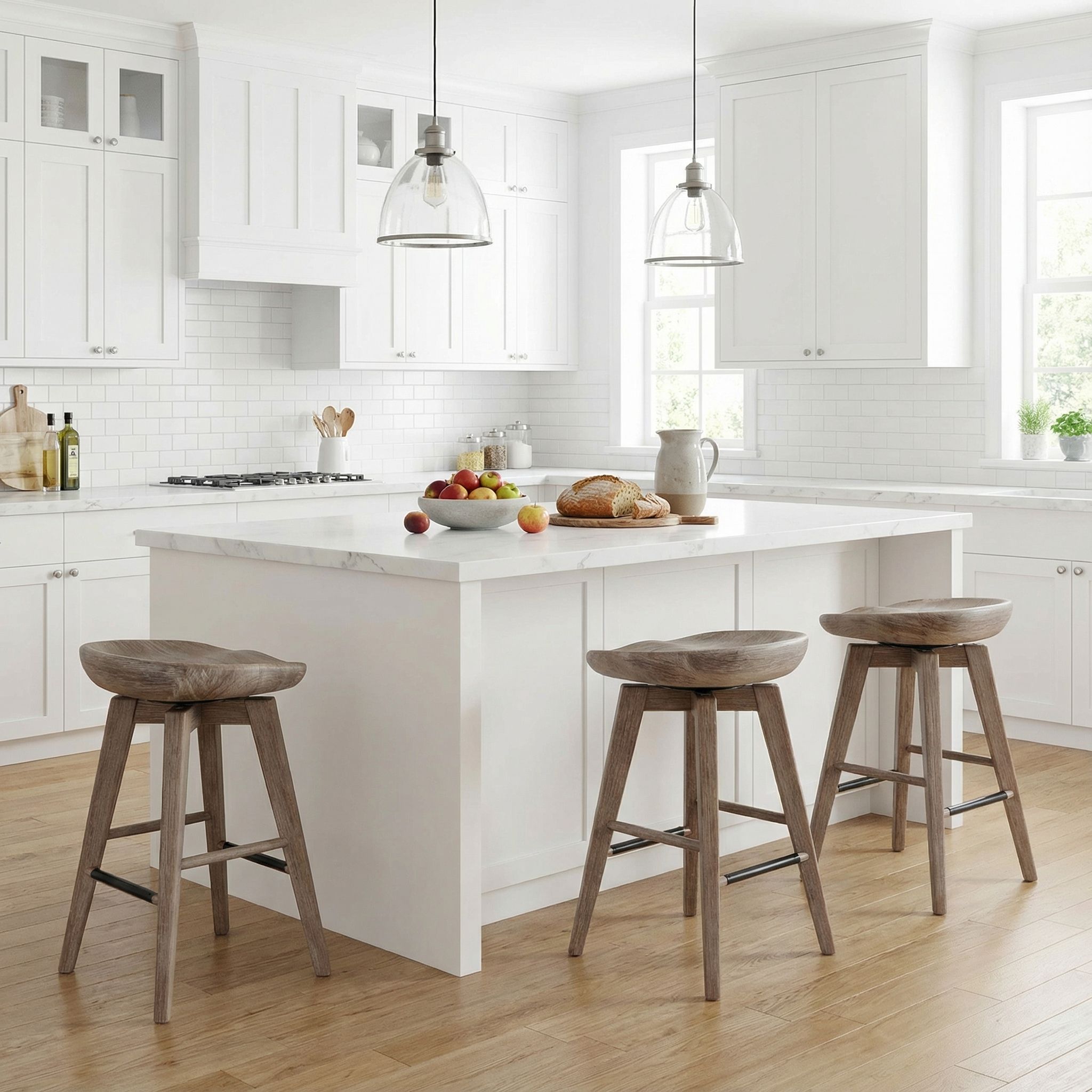 Tiwi Backless Swivel Counterstool in Solid Wood, 24" Gray Whitewash