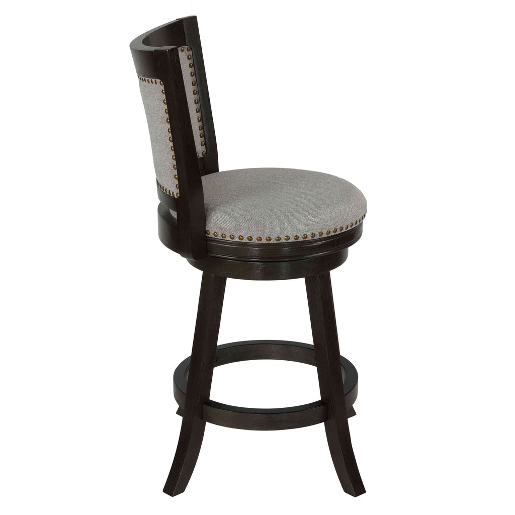 Ferne Solid Wood Swivel Counter Stool, 24" Gray Fabric