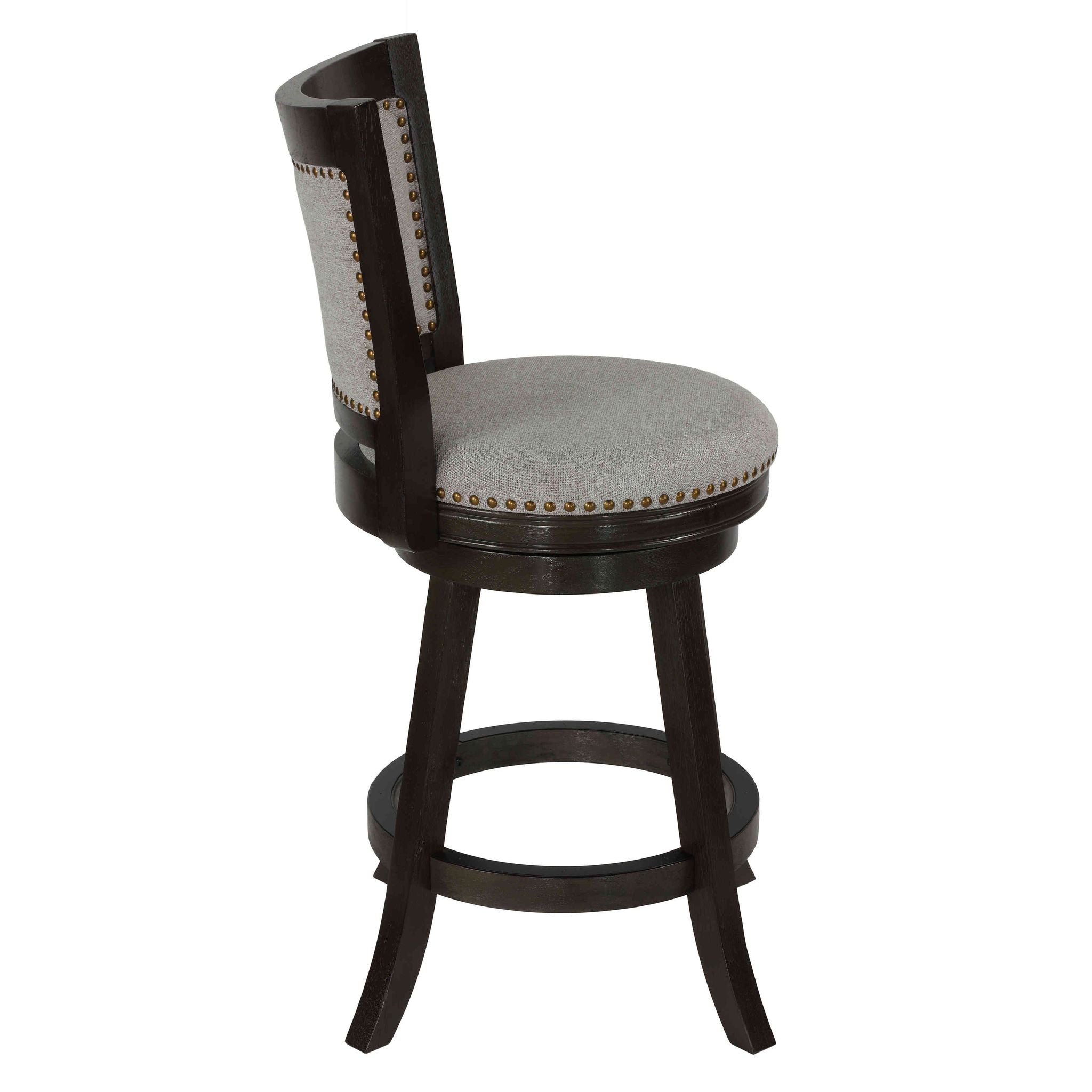 Ferne Solid Wood Swivel Counter Stool, 24" Gray Fabric
