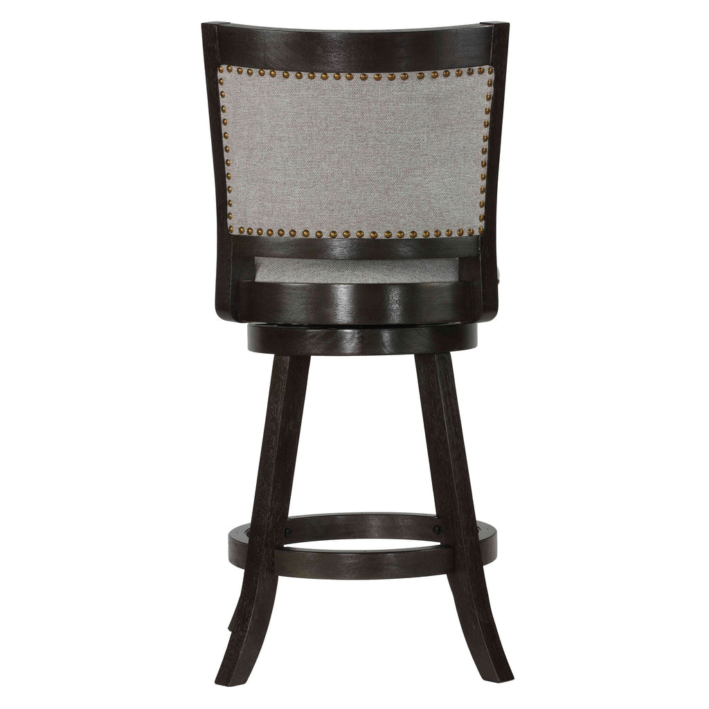 Ferne Solid Wood Swivel Counter Stool, 24" Gray Fabric