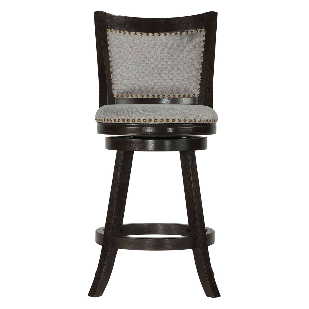 Ferne Solid Wood Swivel Counter Stool, 24" Gray Fabric