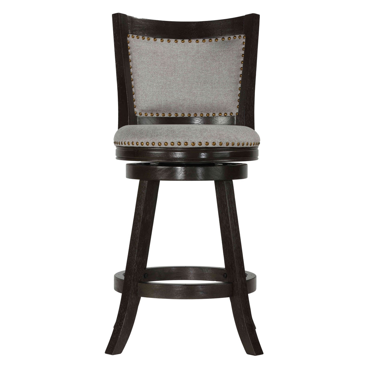Ferne Solid Wood Swivel Counter Stool, 24" Gray Fabric