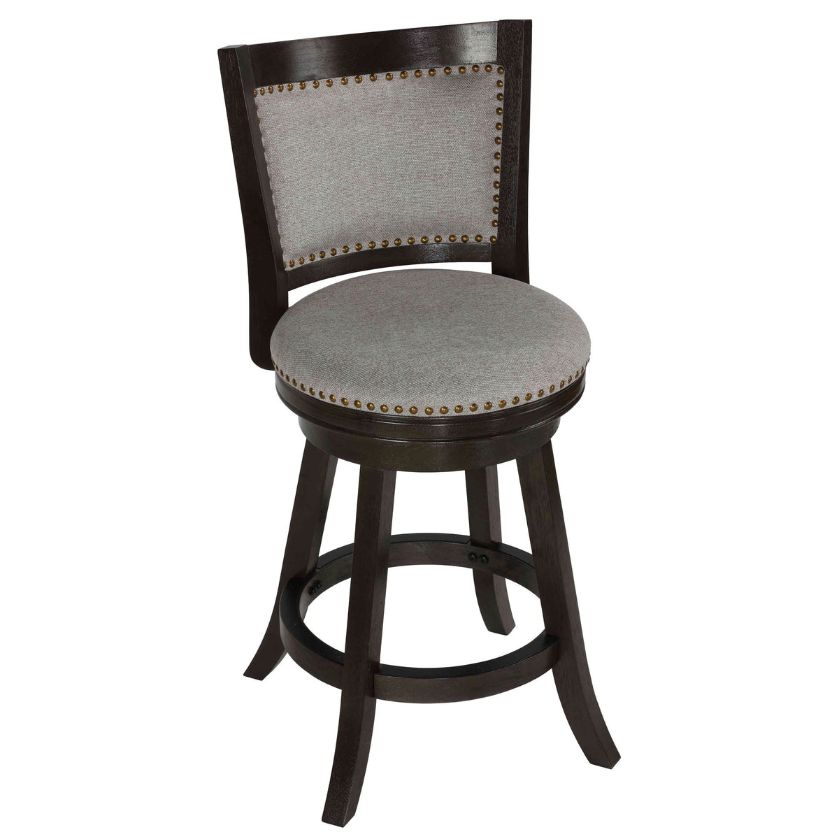Ferne Solid Wood Swivel Counter Stool, 24" Gray Fabric