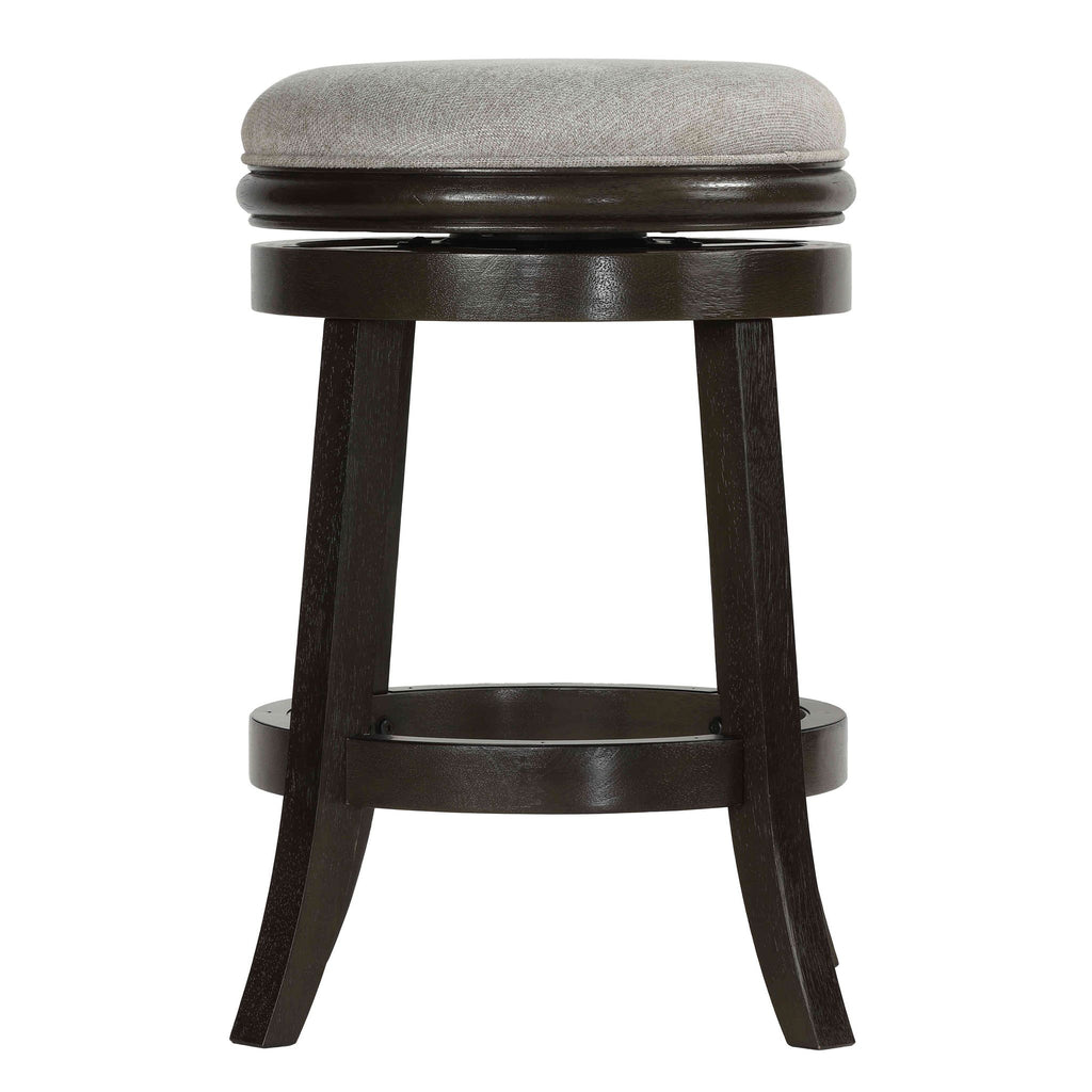 Clyffe Backless Swivel Counter Stool in Solid Wood, 24" Gray Fabric