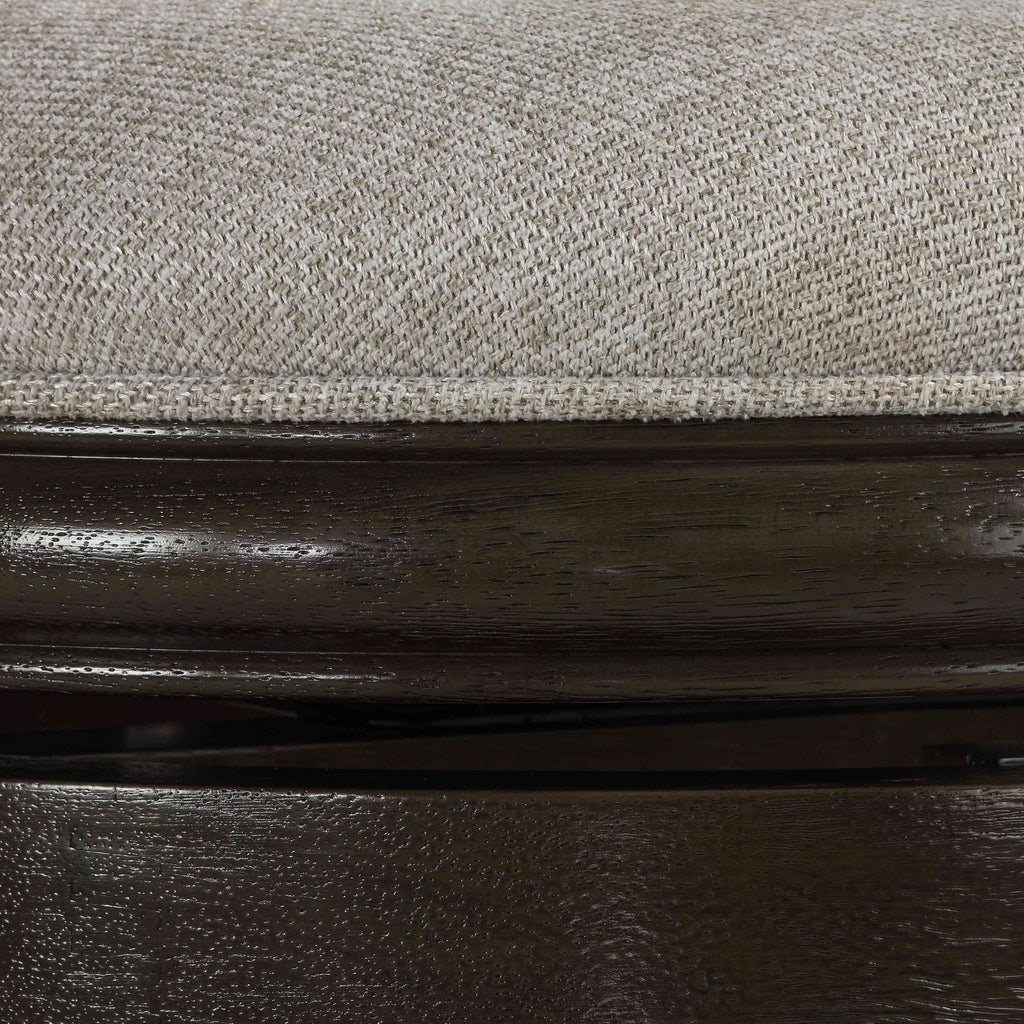 Clyffe Backless Swivel Counter Stool in Solid Wood, 24" Gray Fabric