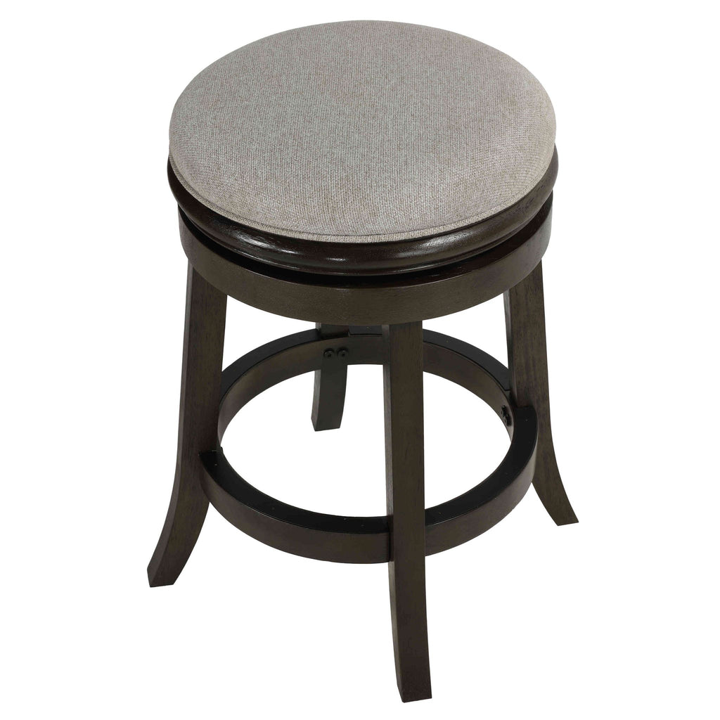 Clyffe Backless Swivel Counter Stool in Solid Wood, 24" Gray Fabric