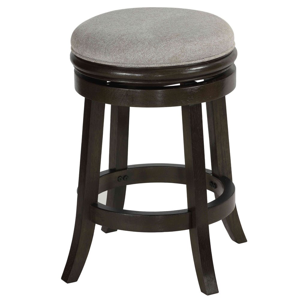 Clyffe Backless Swivel Counter Stool in Solid Wood, 24" Gray Fabric