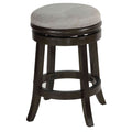 Clyffe Backless Swivel Counter Stool in Solid Wood, 24" Gray Fabric