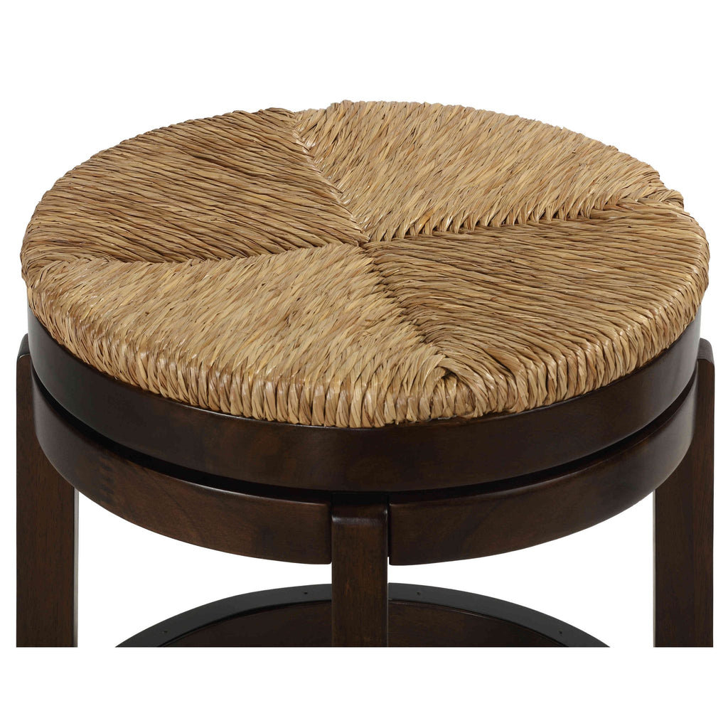 Hennepin Solid Wood Backless Round Swivel Counter Stool, 24" Straw Seat