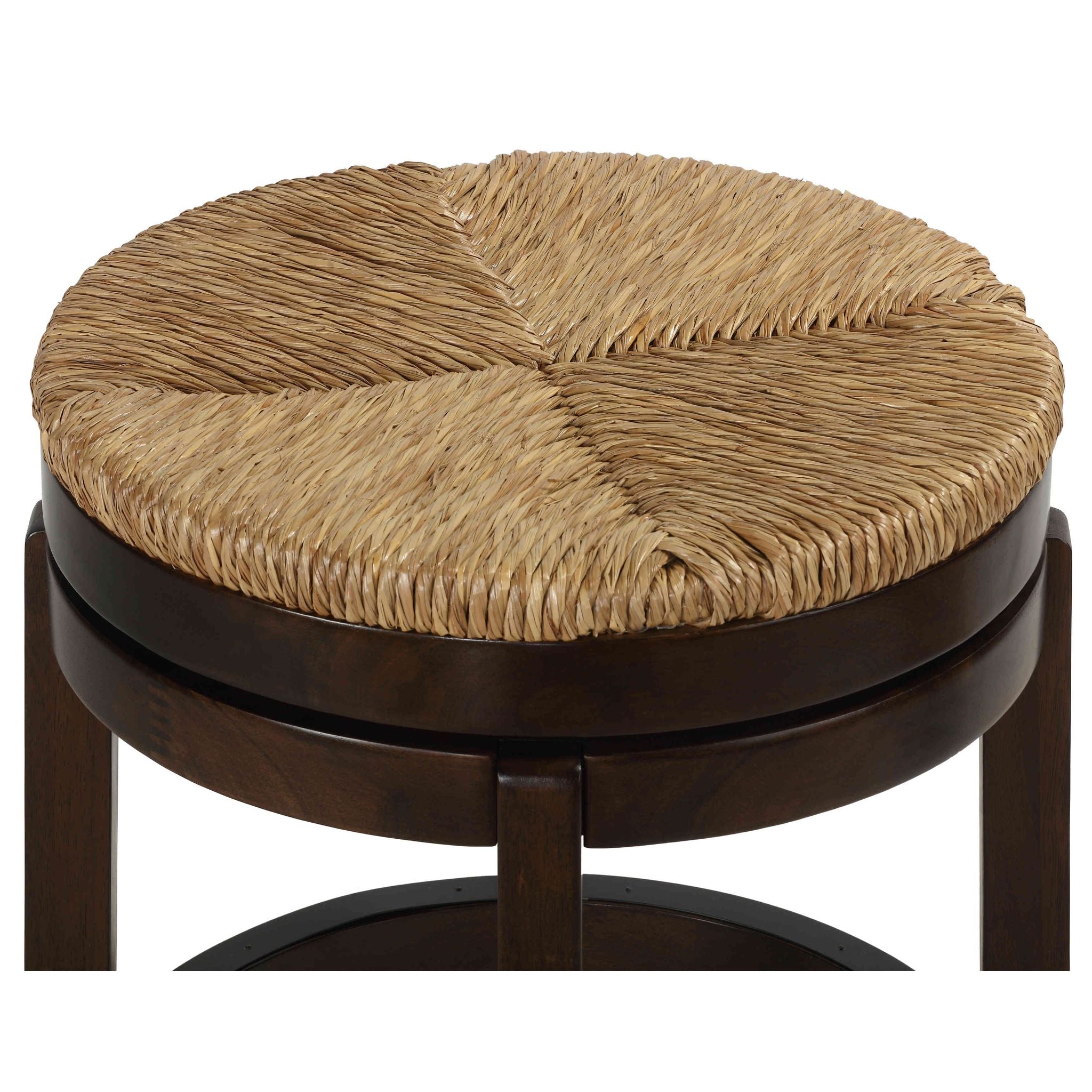 Hennepin Solid Wood Backless Round Swivel Counter Stool, 24" Straw Seat