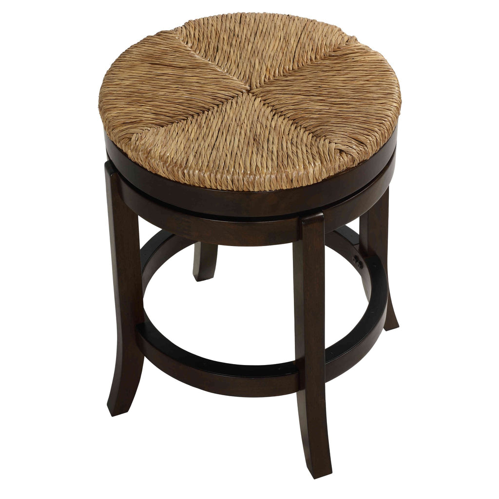 Hennepin Solid Wood Backless Round Swivel Counter Stool, 24" Straw Seat