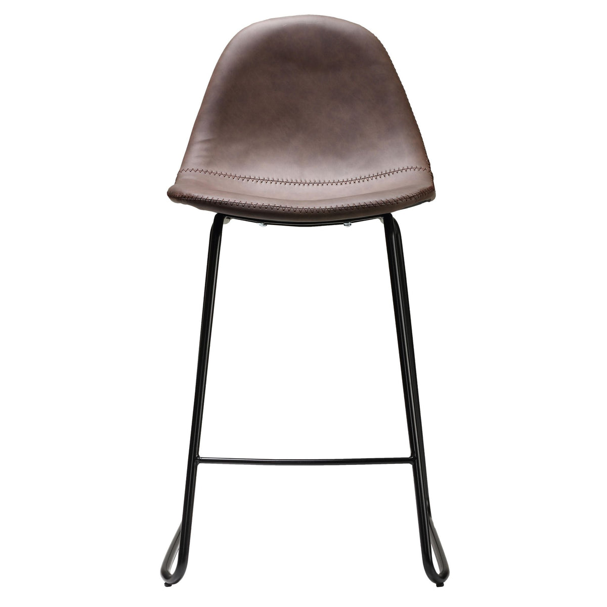 Gavin 24" Contoured Back Counterstool in faux Brown Leather (Set of 2)