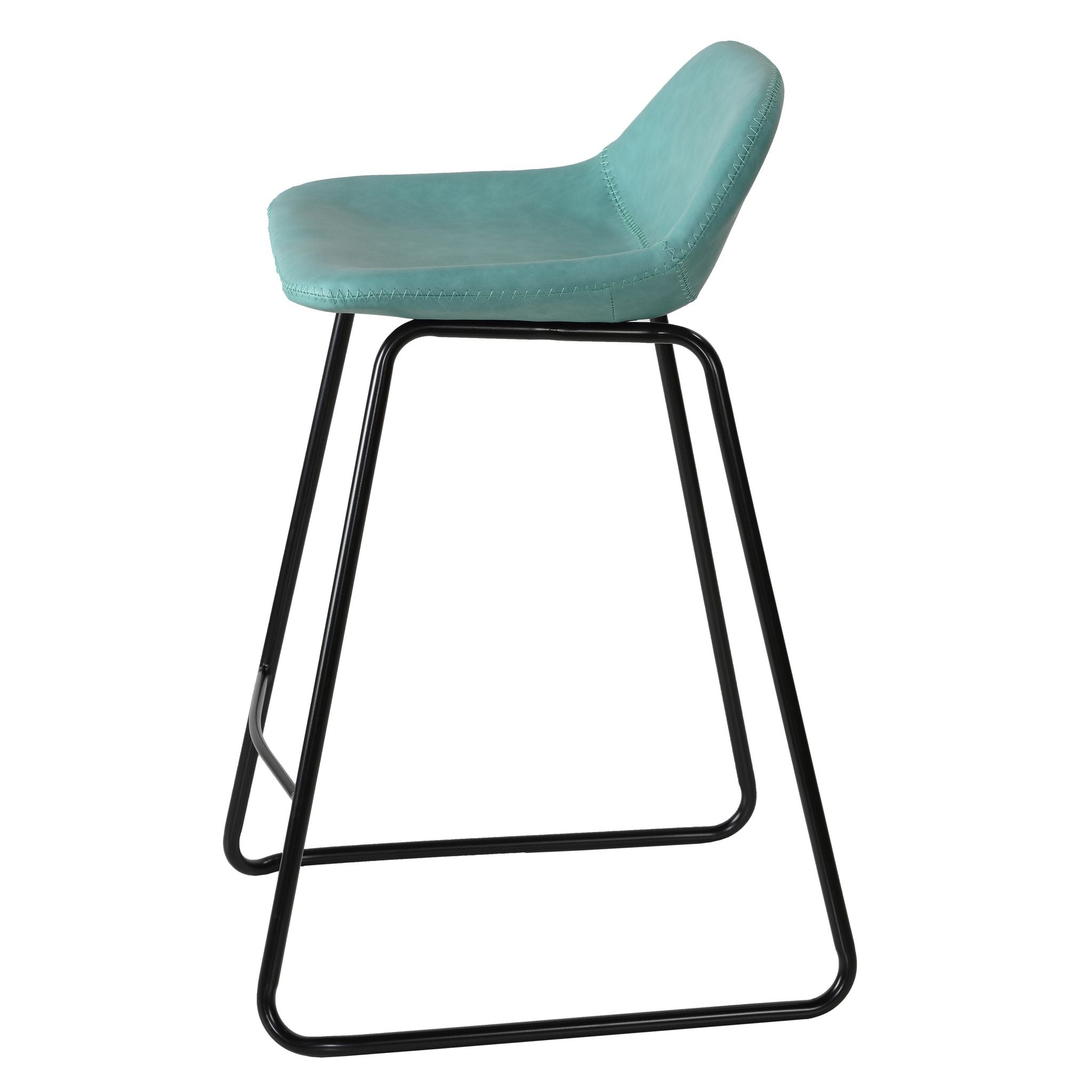 Ava Counterstools in Aqua Blue Faux Leather (Set of 2)