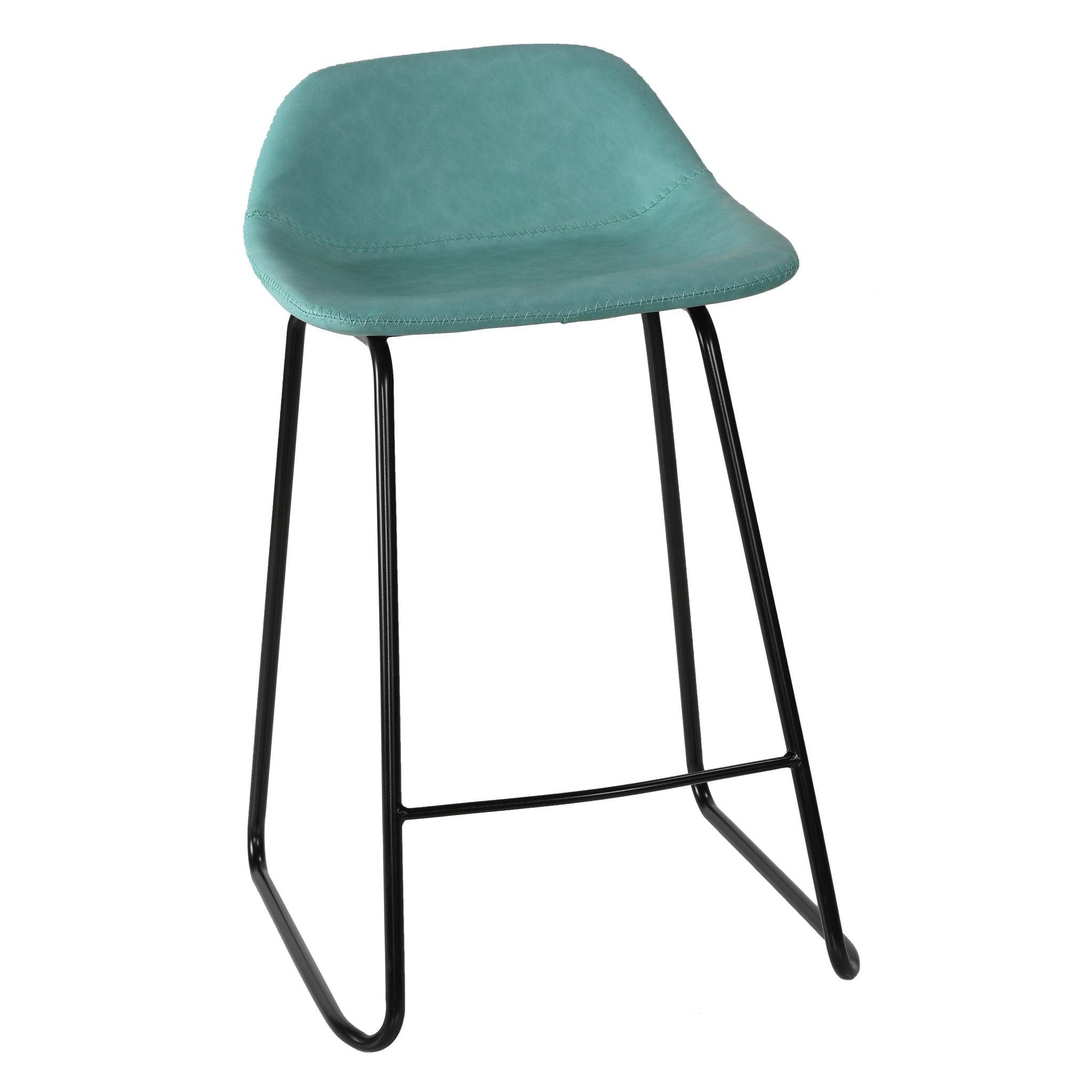 Ava Counterstools in Aqua Blue Faux Leather (Set of 2)