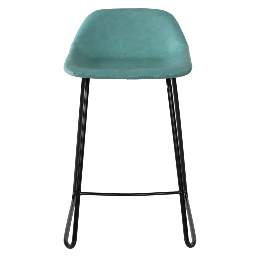 Ava Counterstools in Aqua Blue Faux Leather (Set of 2)