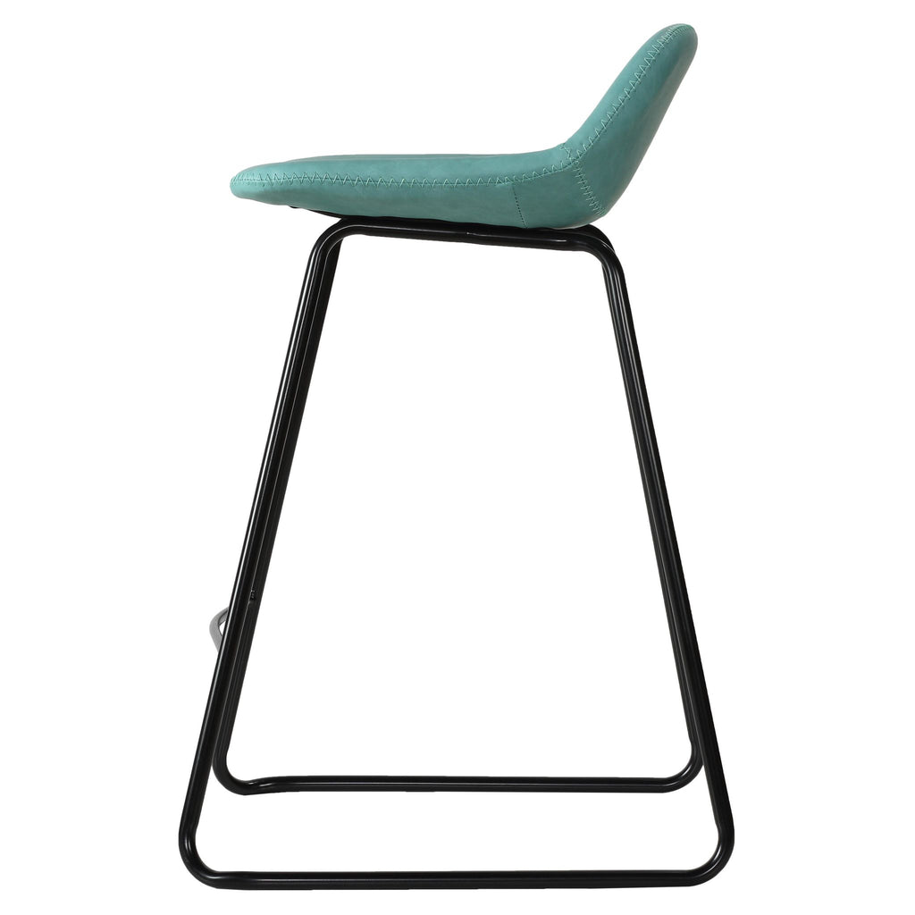 Ava Counterstools in Aqua Blue Faux Leather (Set of 2)