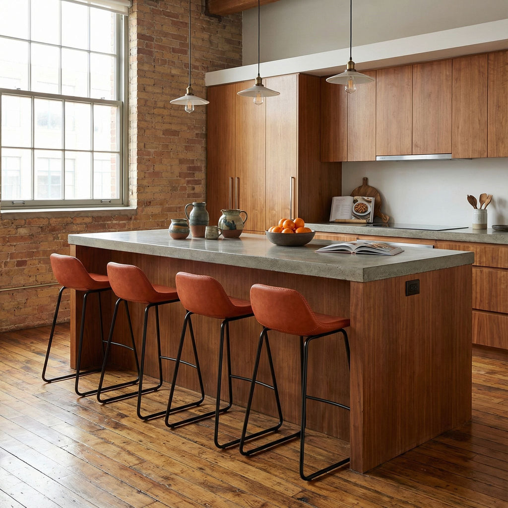 Ava Counterstools in Terracotta Faux Leather (Set of 2)