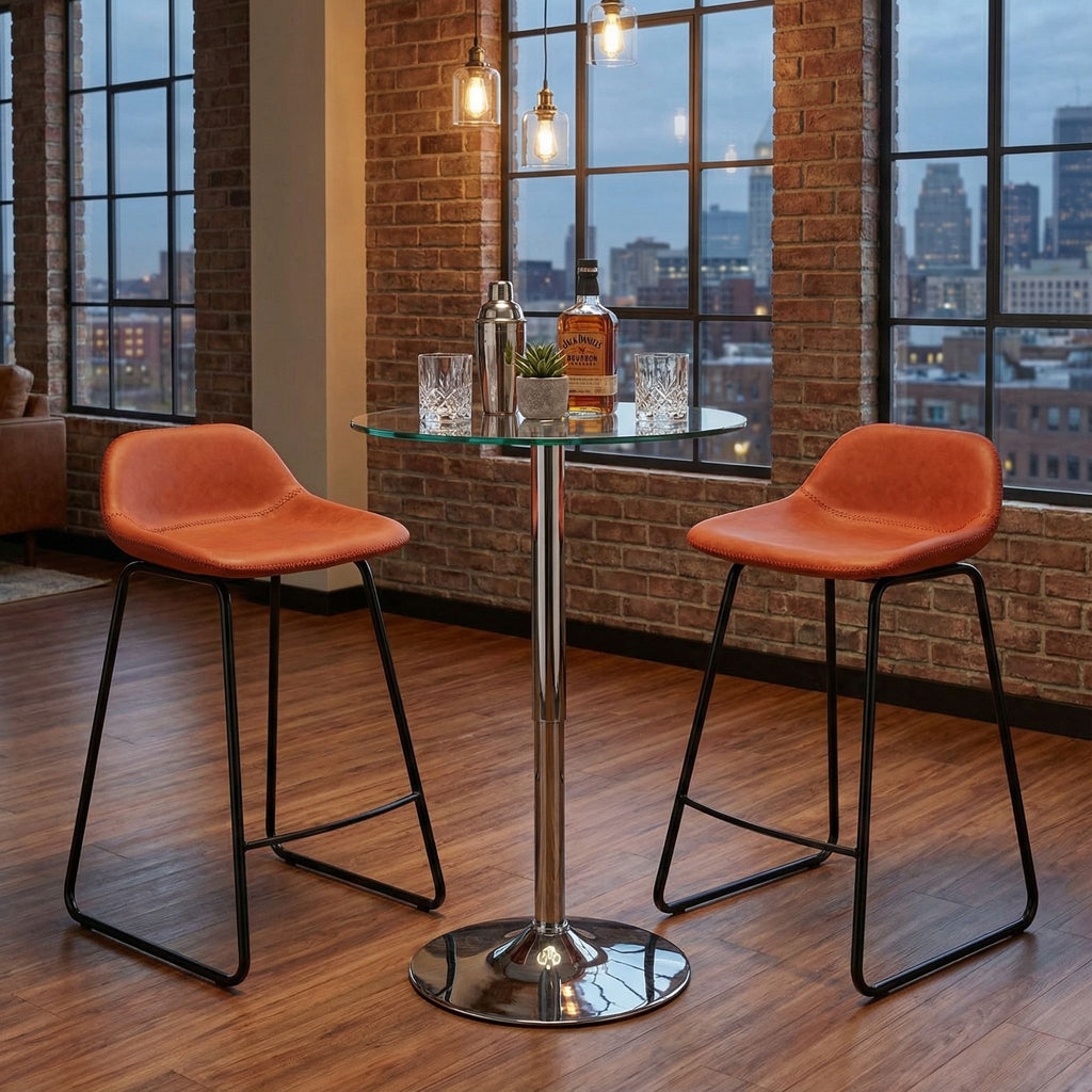 Ava Counterstools in Terracotta Faux Leather (Set of 2)