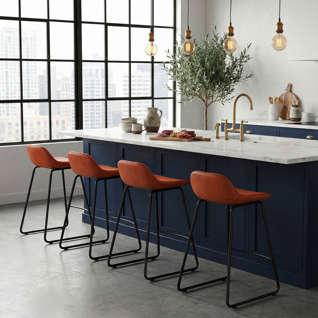 Ava Counterstools in Terracotta Faux Leather (Set of 2)