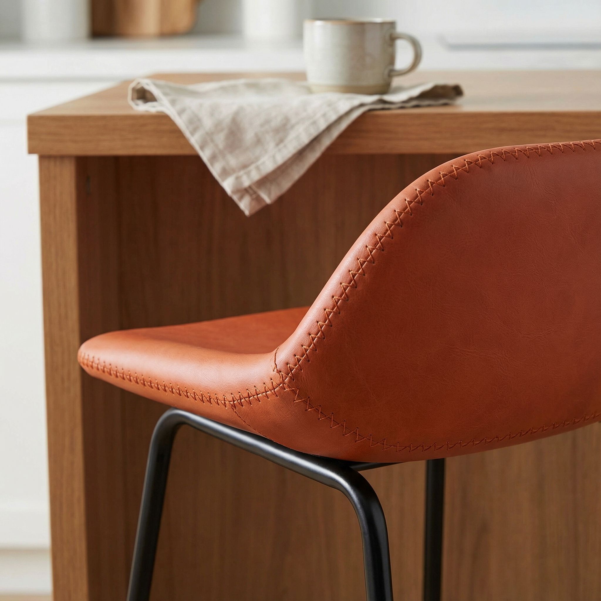 Ava Counterstools in Terracotta Faux Leather (Set of 2)