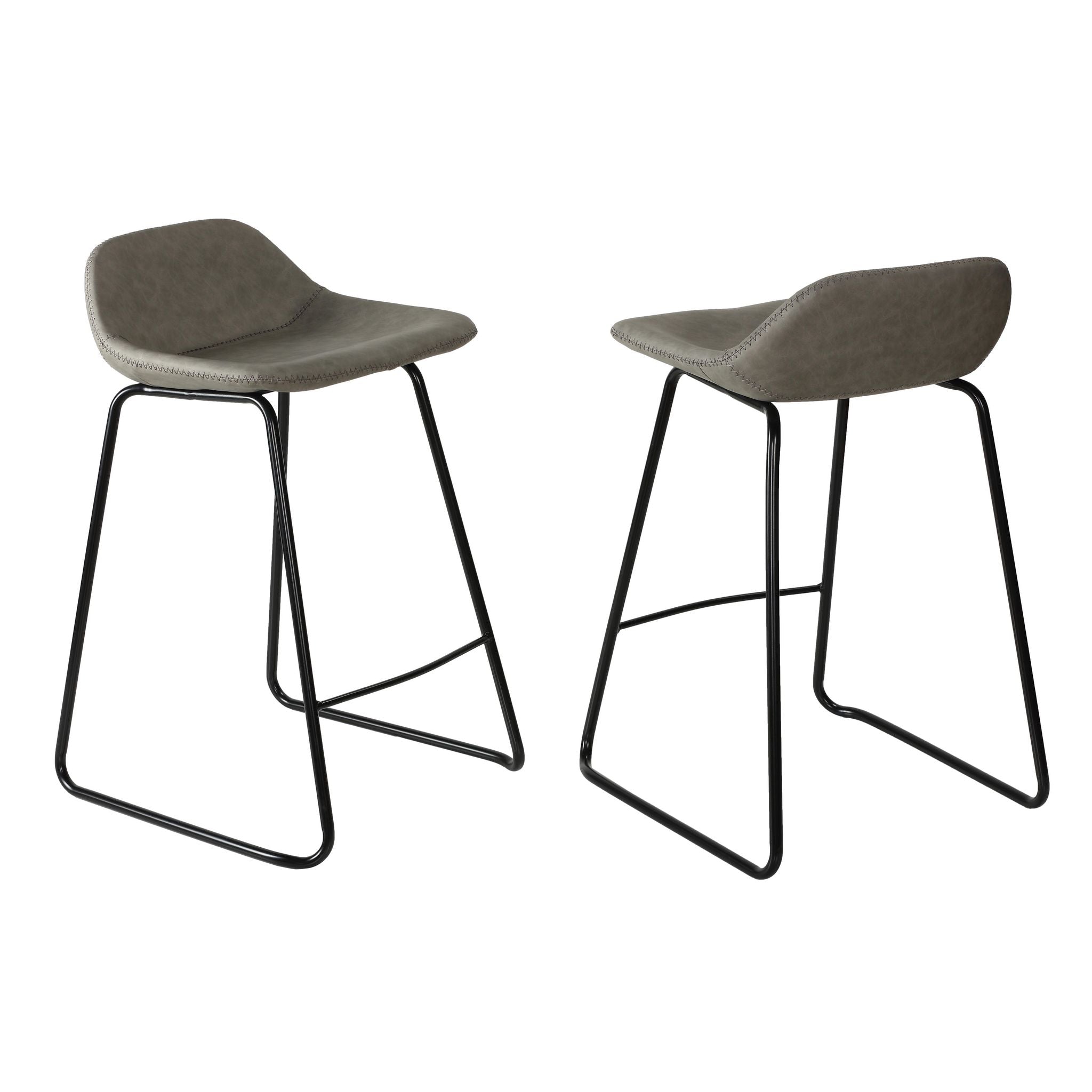 Ava Counterstools in Grey Faux Leather (Set of 2)