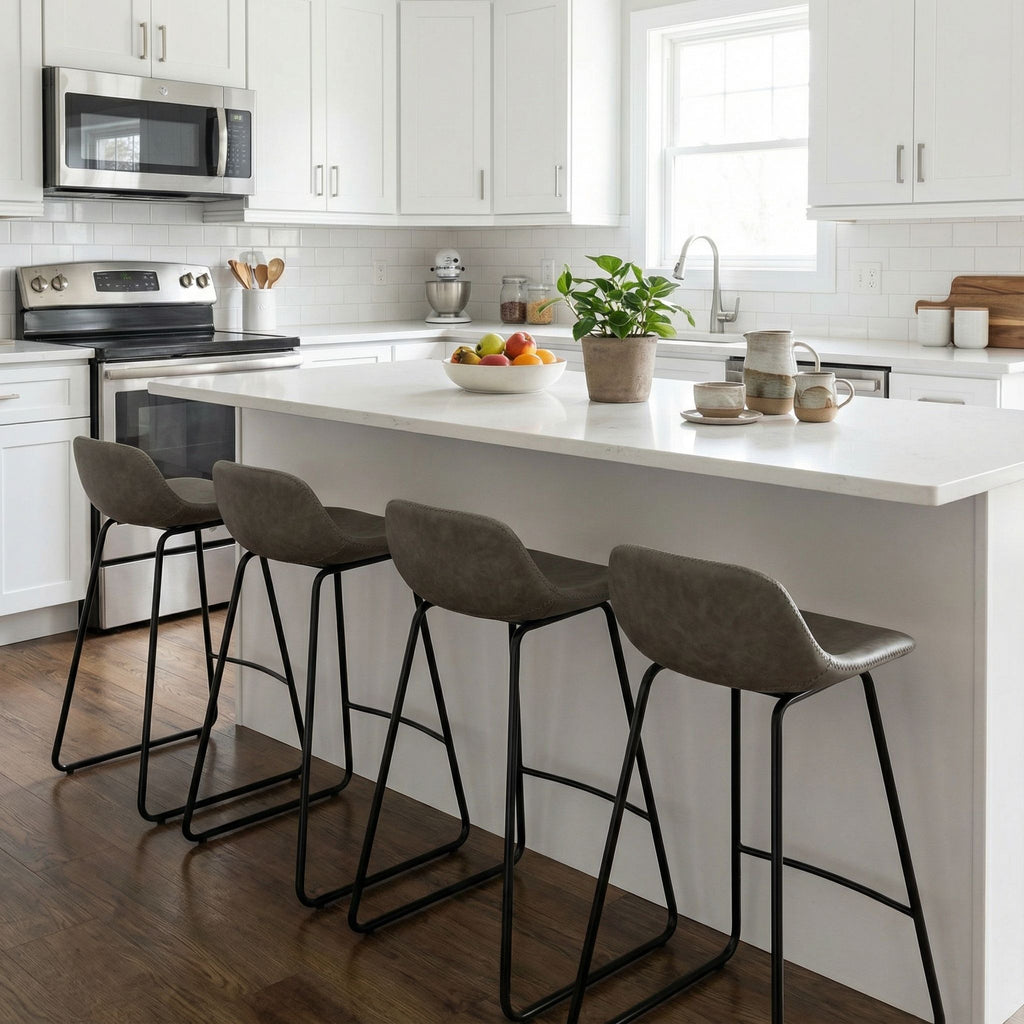 Ava Counterstools in Grey Faux Leather (Set of 2)
