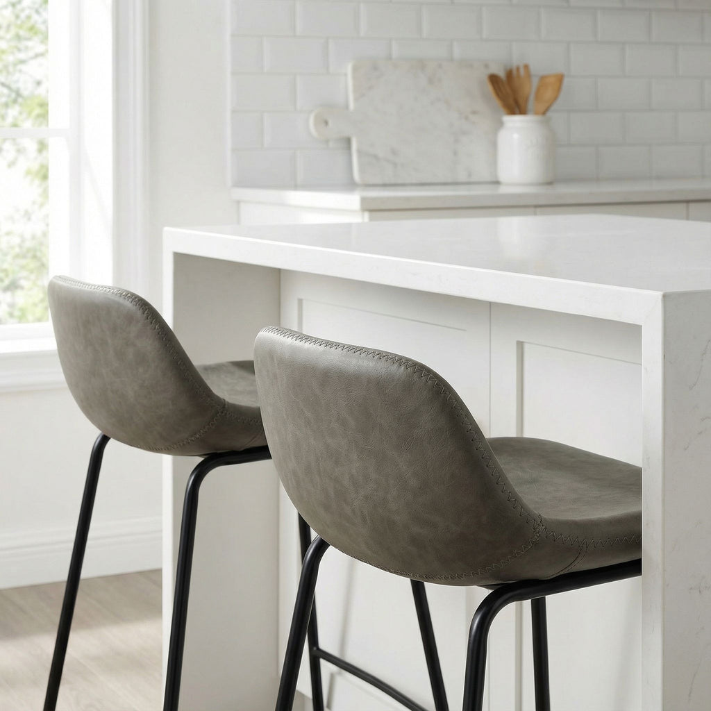 Ava Counterstools in Grey Faux Leather (Set of 2)