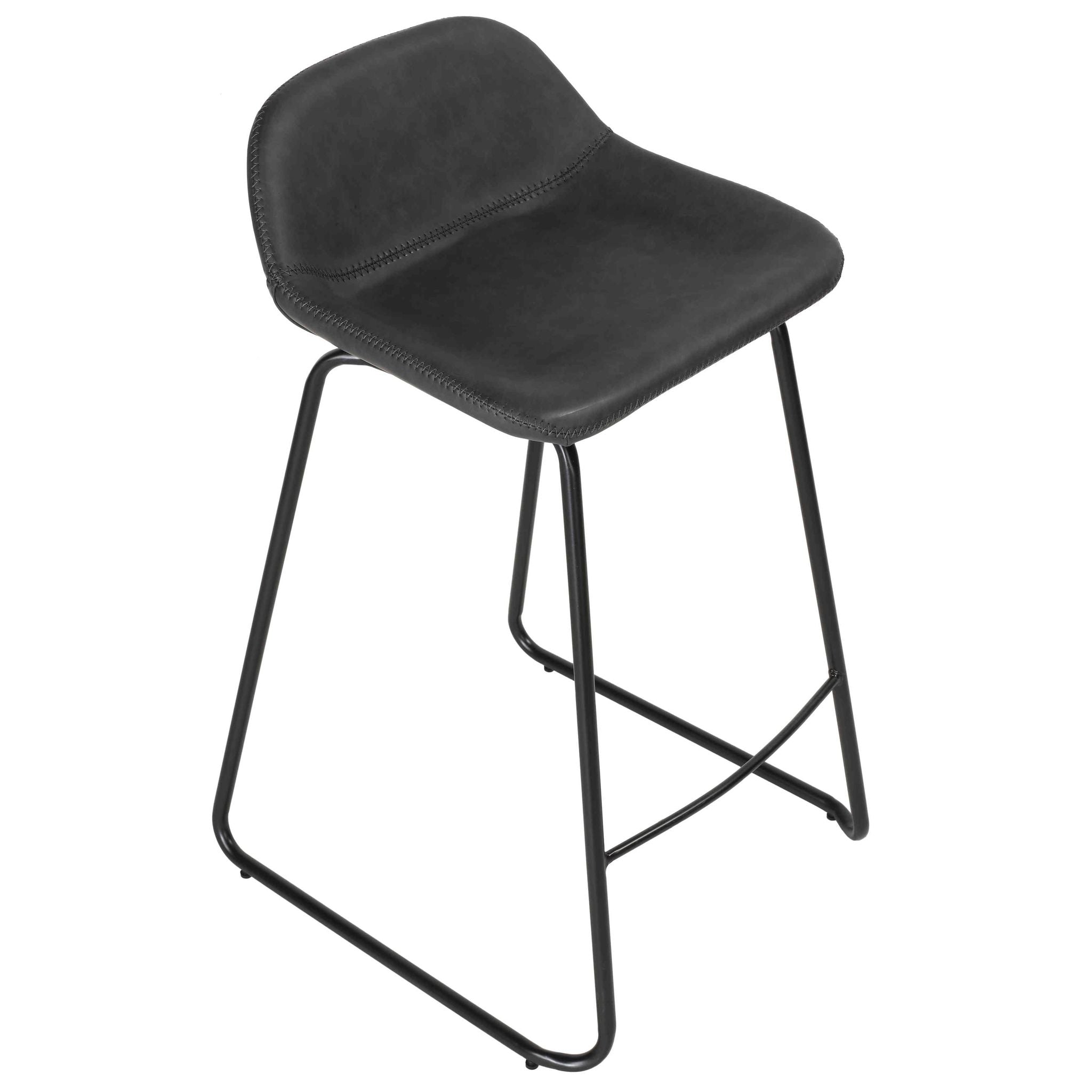 Ava Counterstools in Charcoal Black Faux Leather (Set of 2)