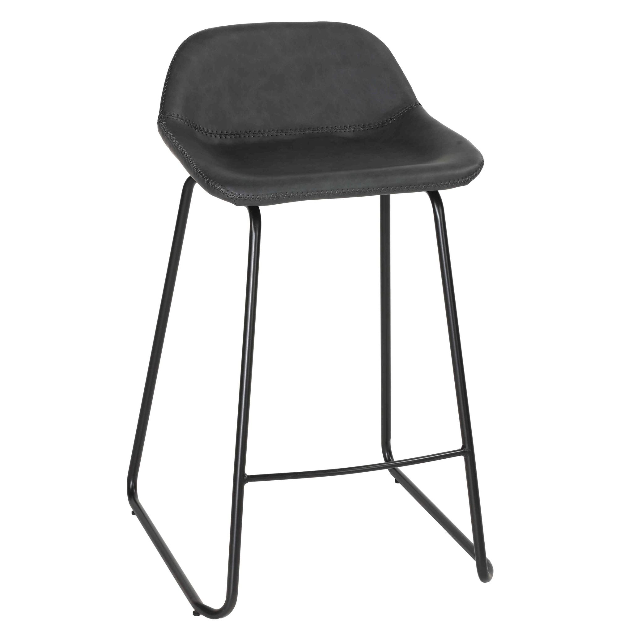 Ava Counterstools in Charcoal Black Faux Leather (Set of 2)