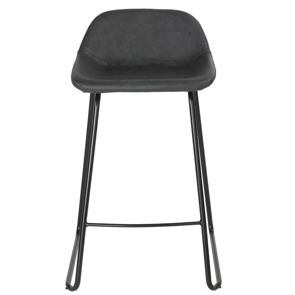 Ava Counterstools in Charcoal Black Faux Leather (Set of 2)
