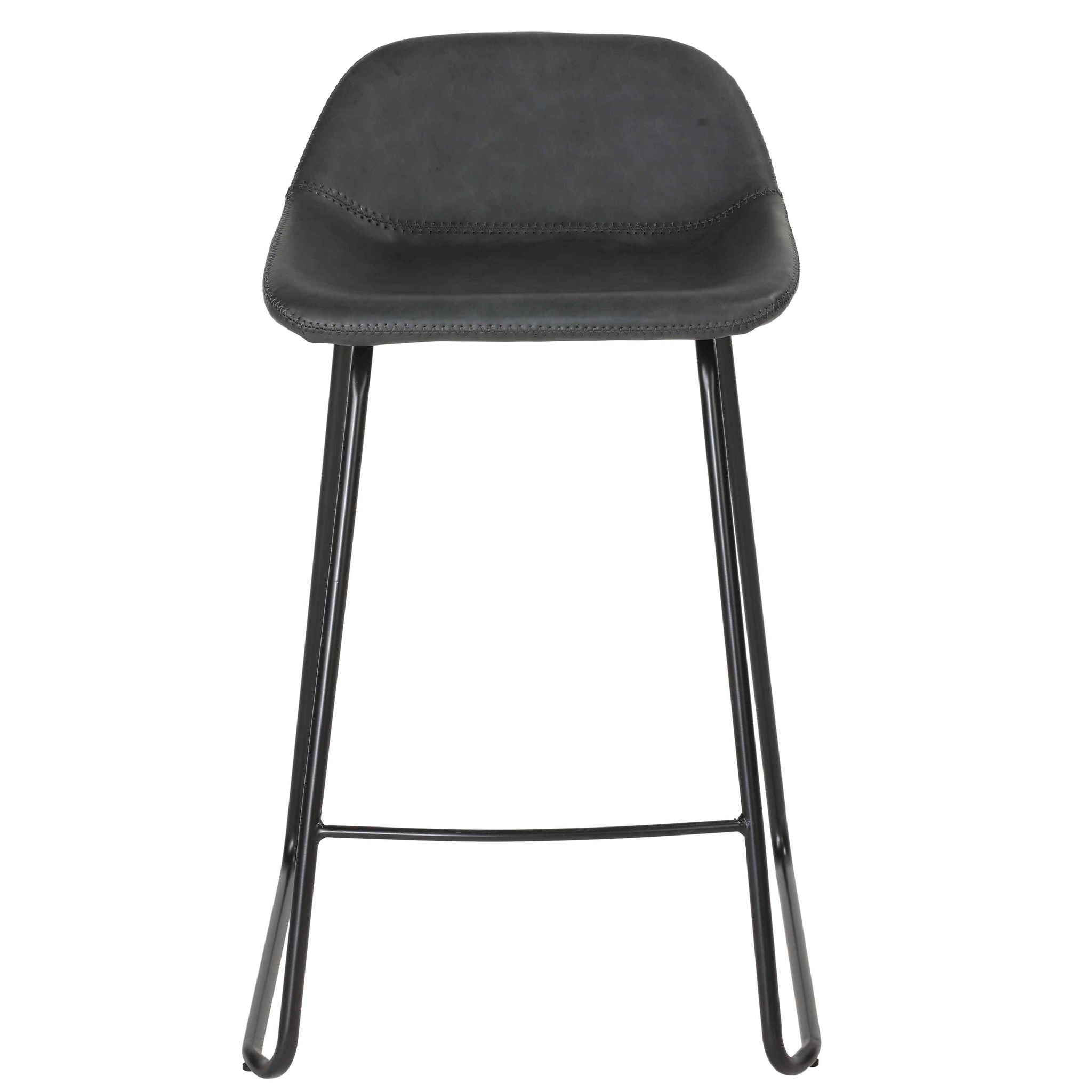 Ava Counterstools in Charcoal Black Faux Leather (Set of 2)